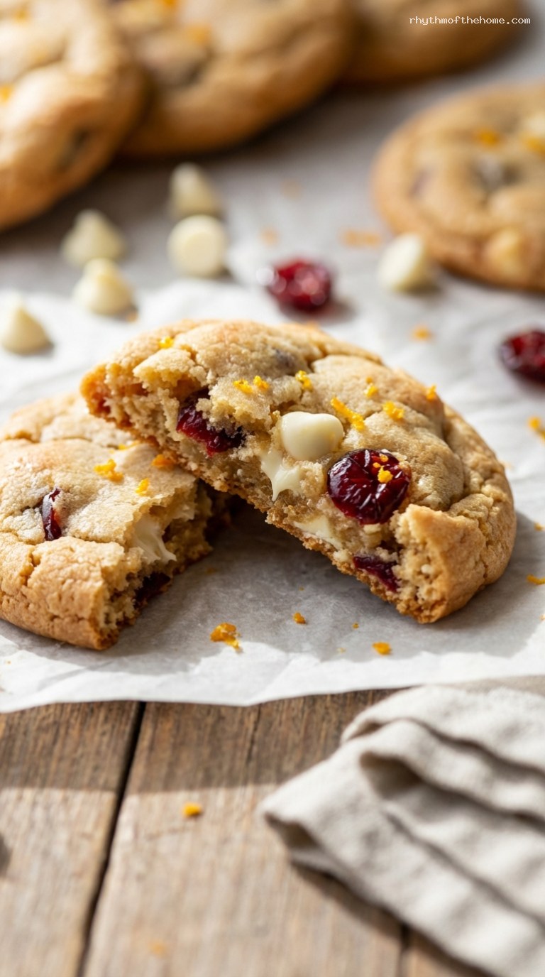 Cranberry Orange White Chocolate Chip Cookies – Closeup