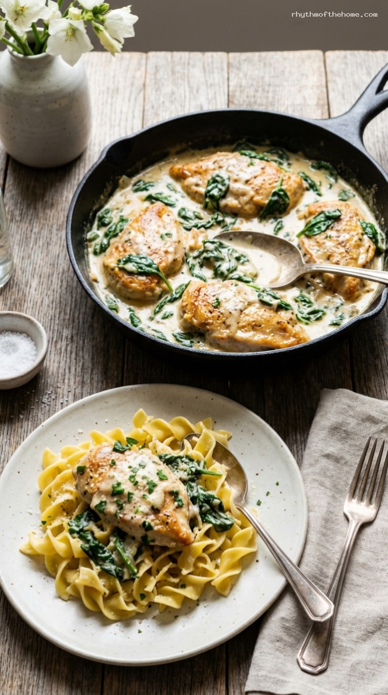 Creamy Chicken Florentine Skillet with Spinach and Parmesan