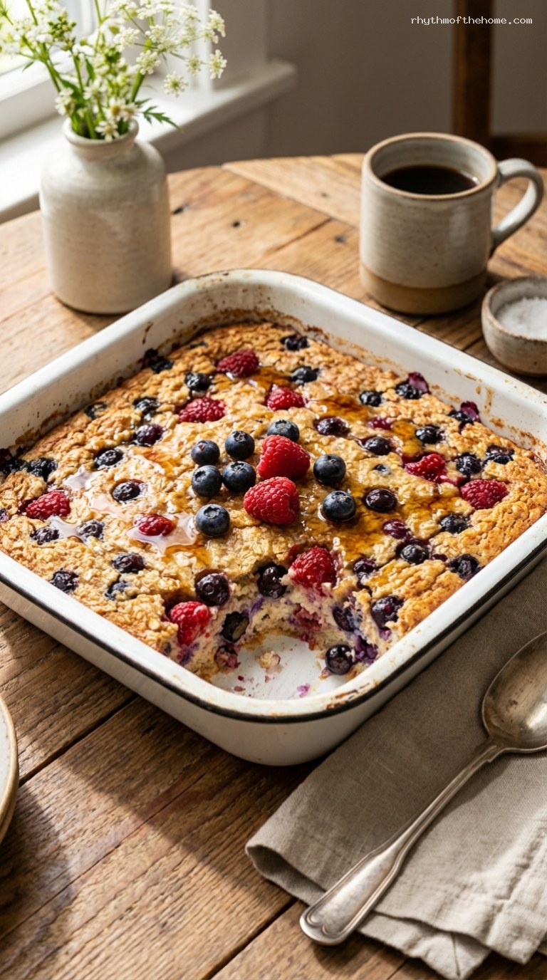 Creamy Cottage Cheese Baked Oatmeal With Berries