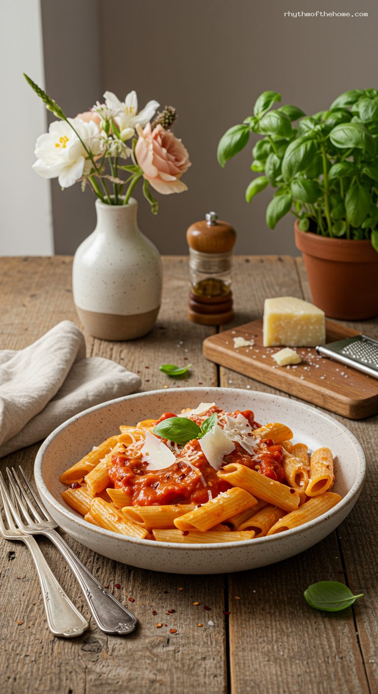 Creamy Roasted Red Pepper Rigatoni