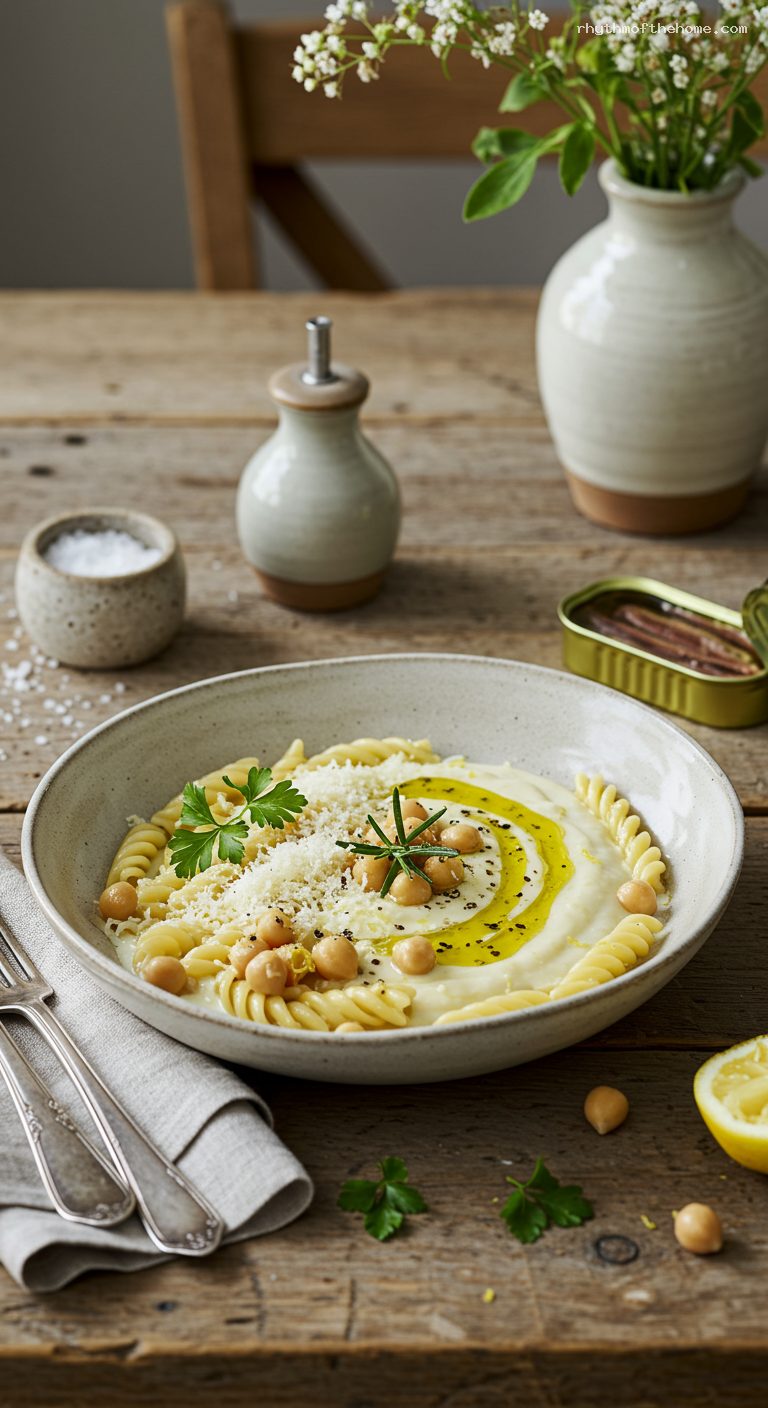 Creamy Roman Pasta e Ceci with Rosemary and Anchovy