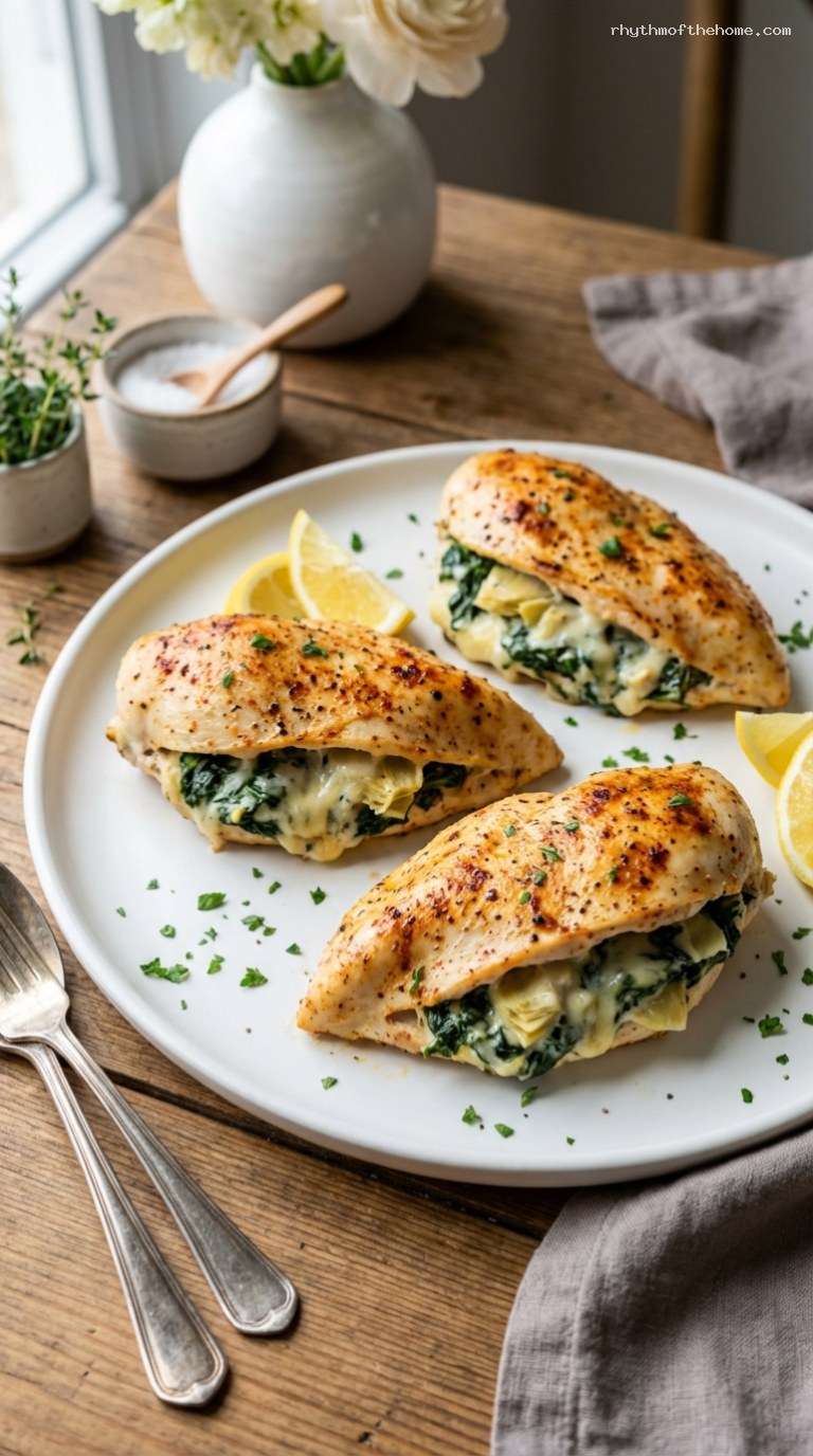 Creamy Spinach Artichoke Stuffed Chicken Breasts