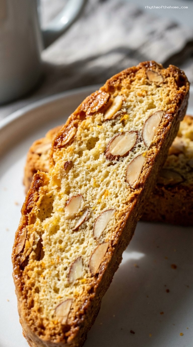 Crisp Orange Almond Biscotti for Coffee or Tea – Closeup