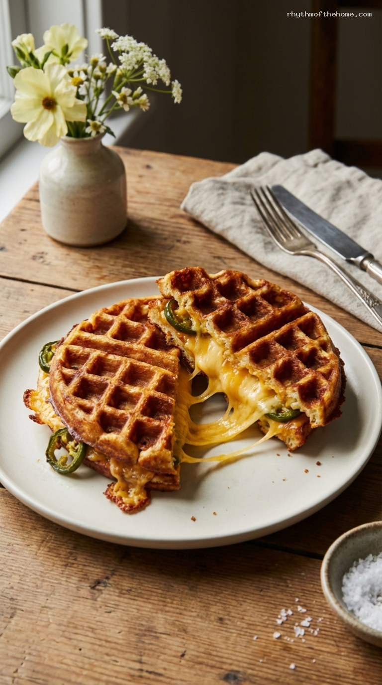 Crispy Cheddar Jalapeño Waffle Grilled Cheese