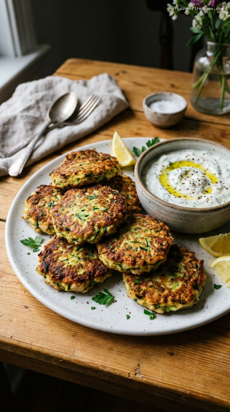 Crispy Chicken Zucchini Fritters With Creamy Dipping Sauce