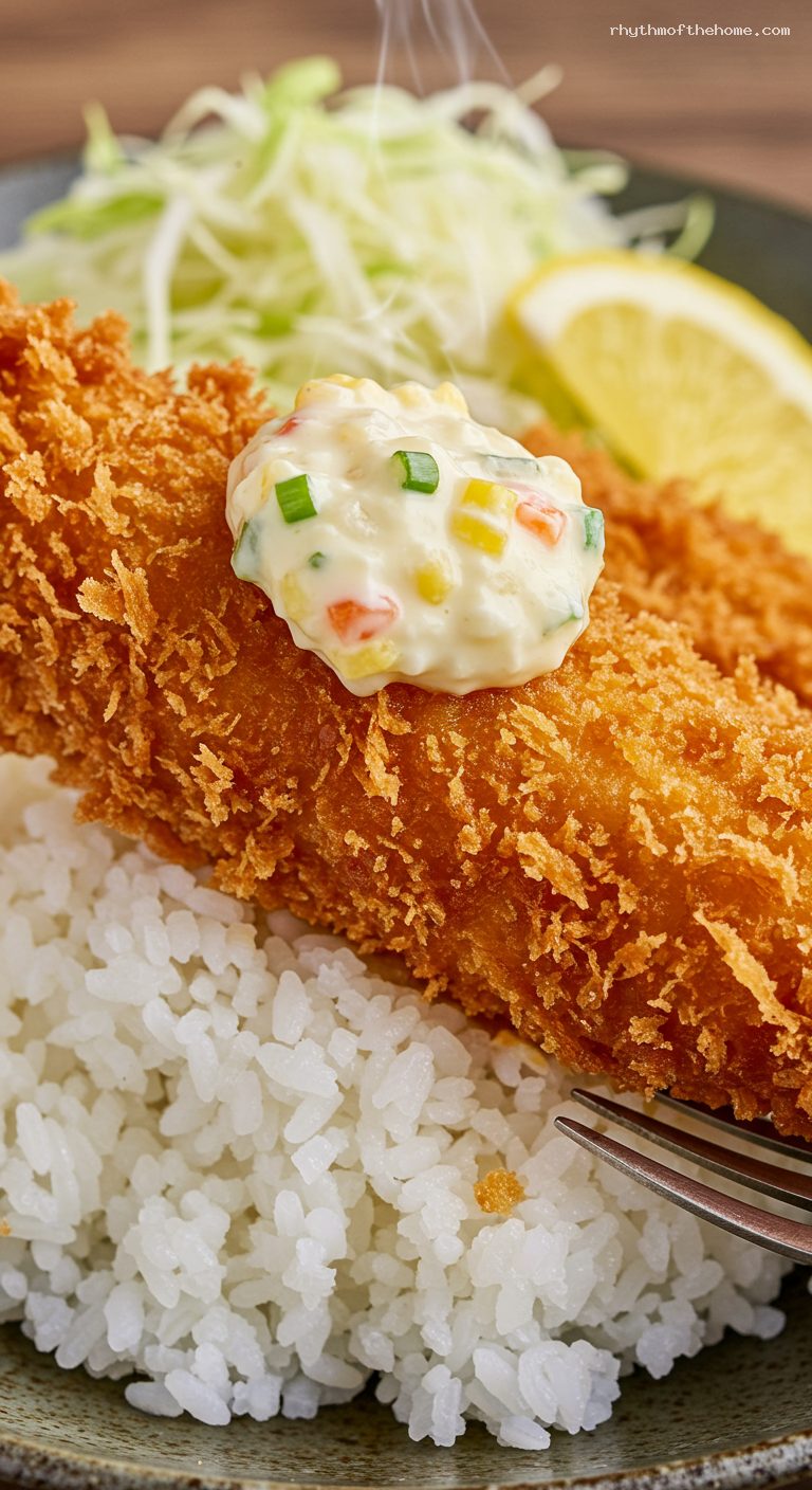 Crispy Ebi Fry with Lemon and Kewpie Mayo – Closeup