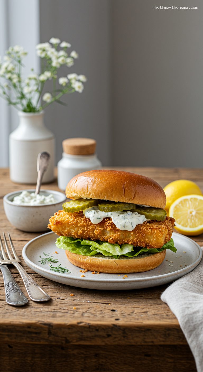 Crispy Panko Fish Sandwich with Tartar Sauce