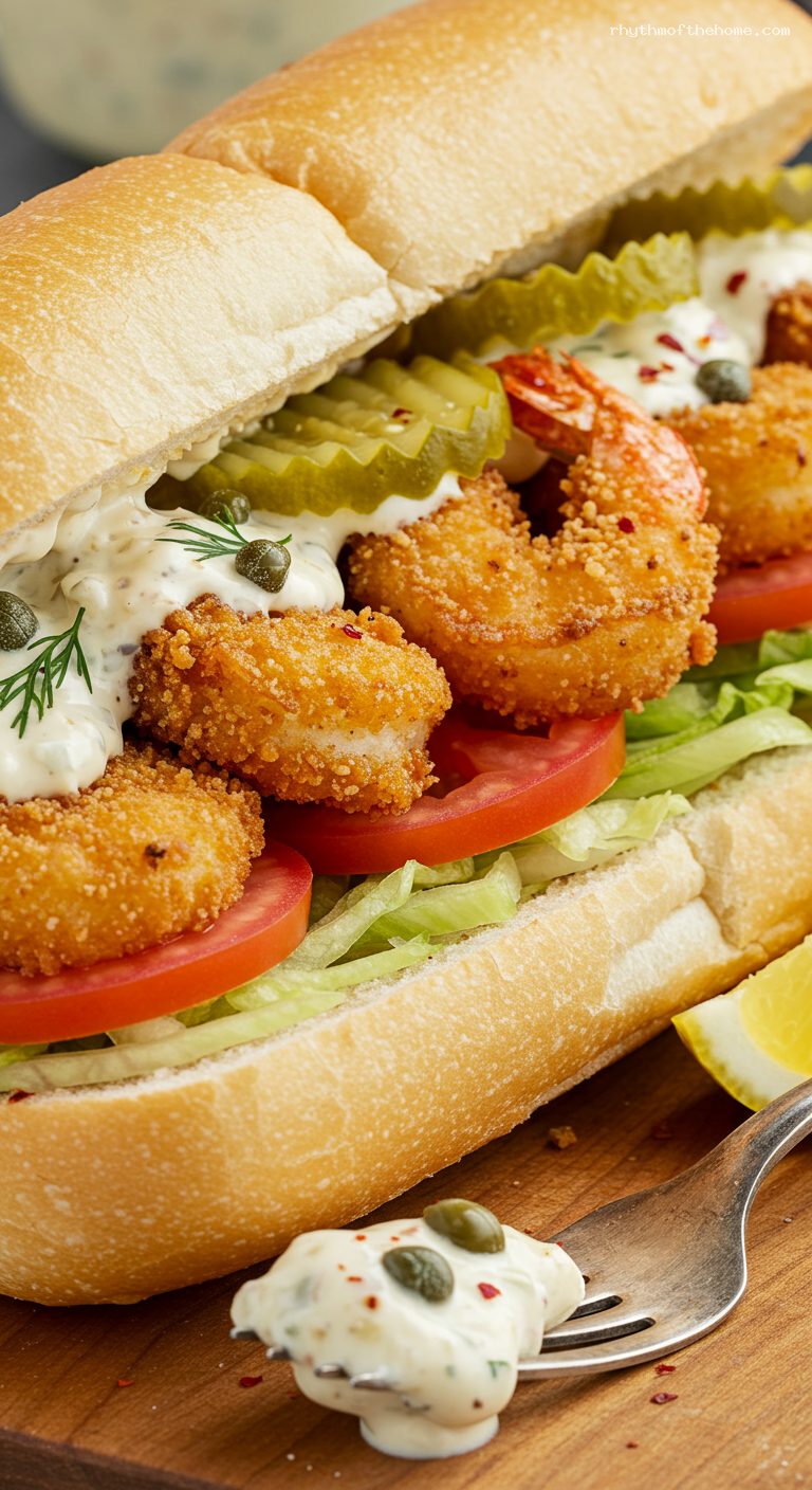 Crispy Shrimp Po’Boys with Zesty Remoulade – Closeup