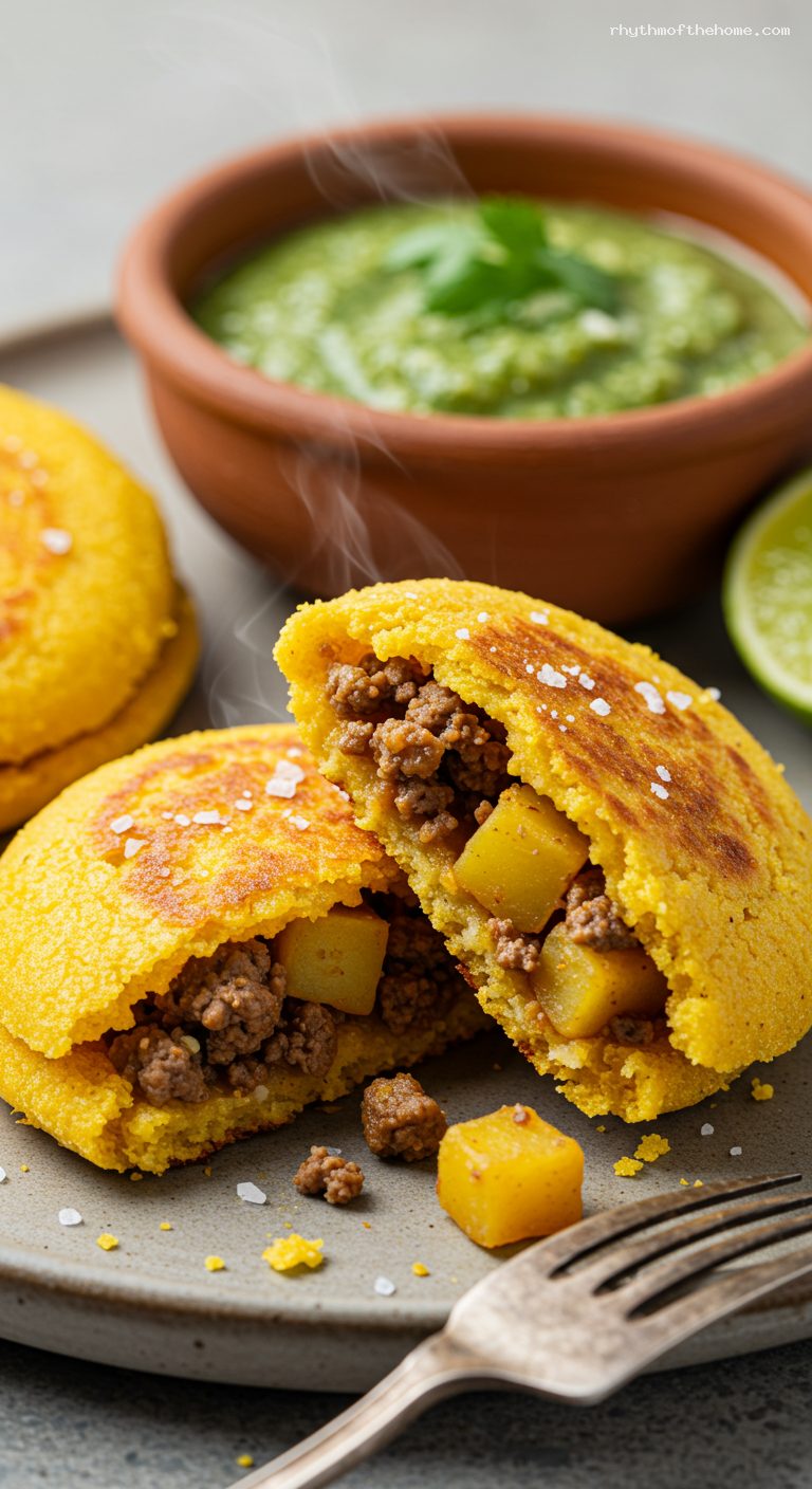 Crunchy Empanadas Vallunas with Cilantro-Lime Ají – Closeup