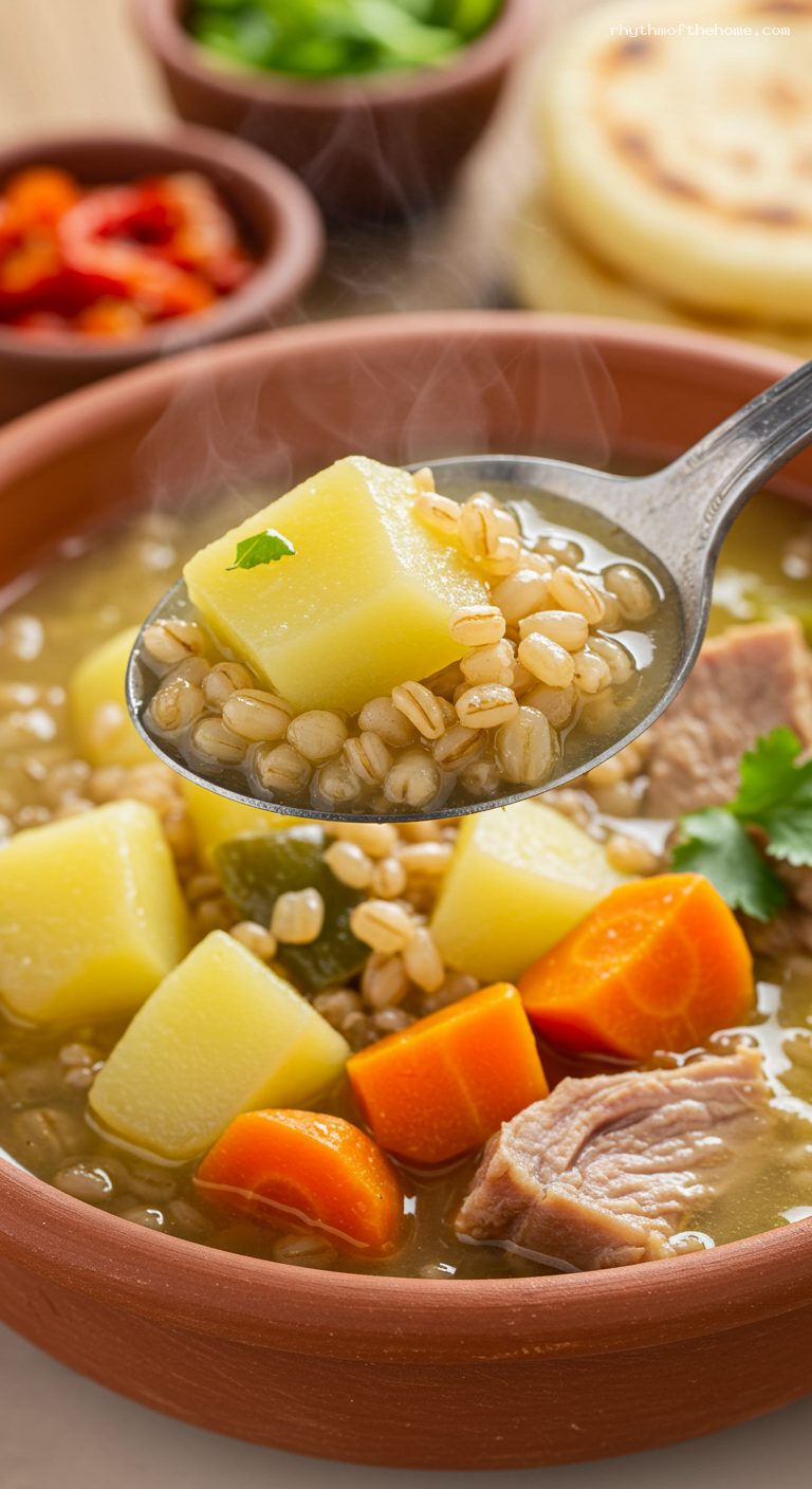 Cuchuco de Trigo con Espinazo Soup – Closeup