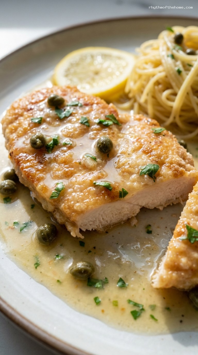 Easy Chicken Piccata With Lemon Caper Butter Sauce – Closeup