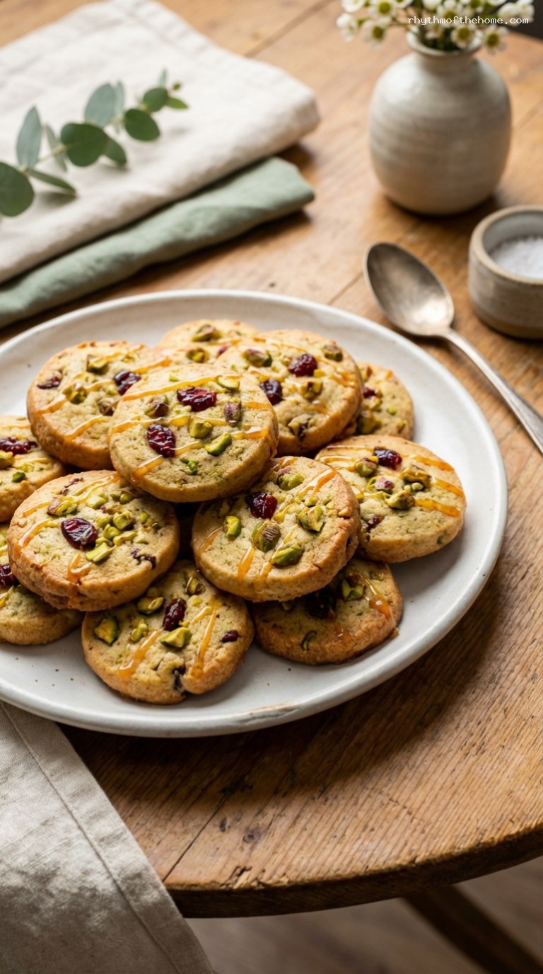 Festive Pistachio Cranberry Cookies With Orange Zest