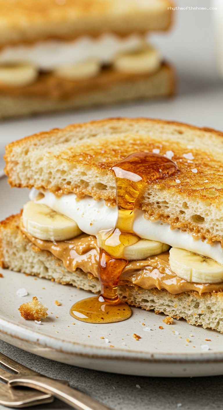 Fluffernutter Sandwiches with Maple Syrup or Banana – Closeup