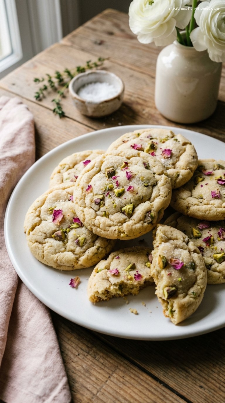 Fragrant Almond Pistachio Rose Cookies