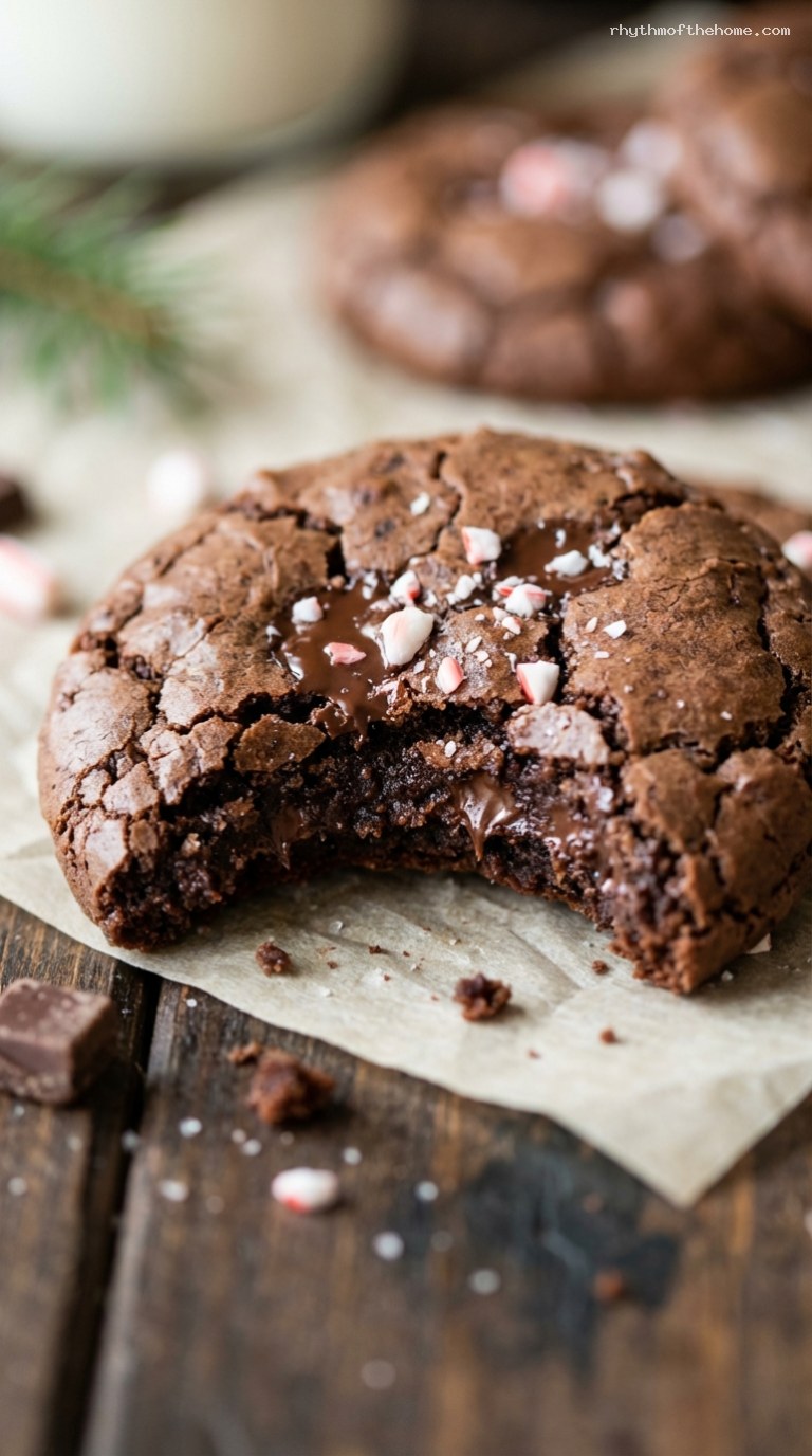 Fudgy Chocolate Mint Brownie Cookies – Closeup