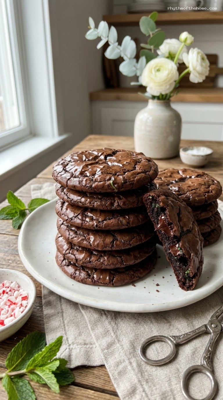 Fudgy Chocolate Mint Brownie Cookies