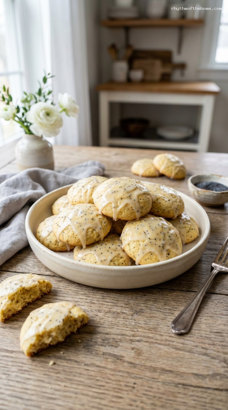 Glazed Lemon Poppy Seed Cookies with Soft Centers