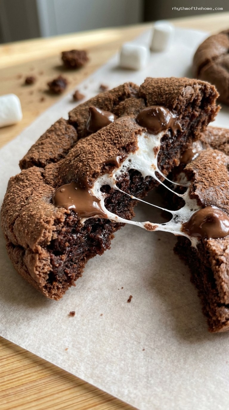 Gooey Hot Cocoa Marshmallow Cookies – Closeup
