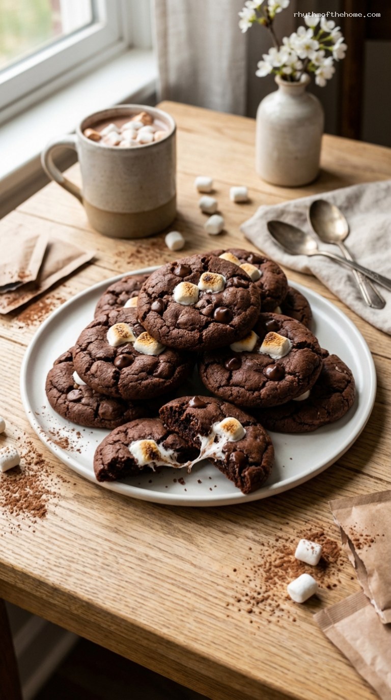 Gooey Hot Cocoa Marshmallow Cookies