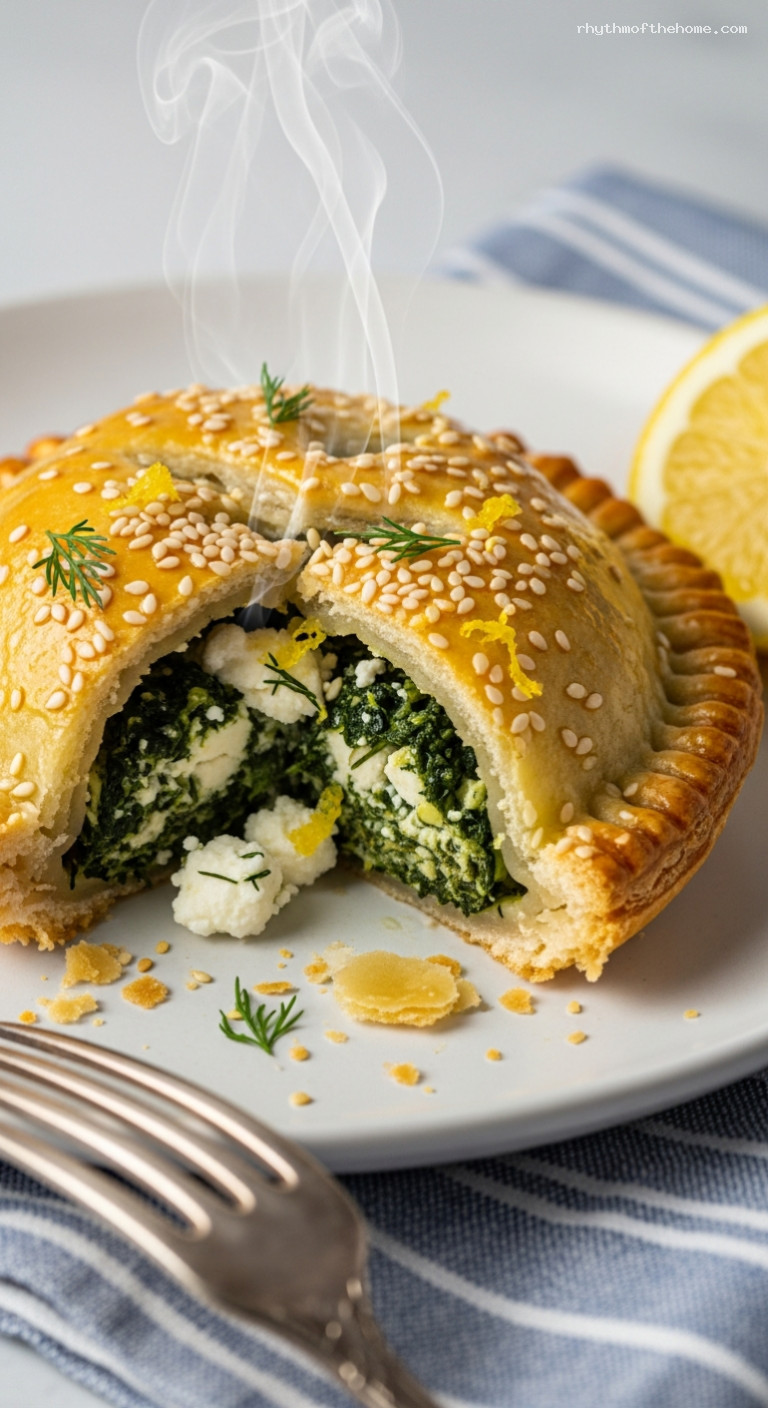 Greek Spinach and Feta Hand Pies – Closeup