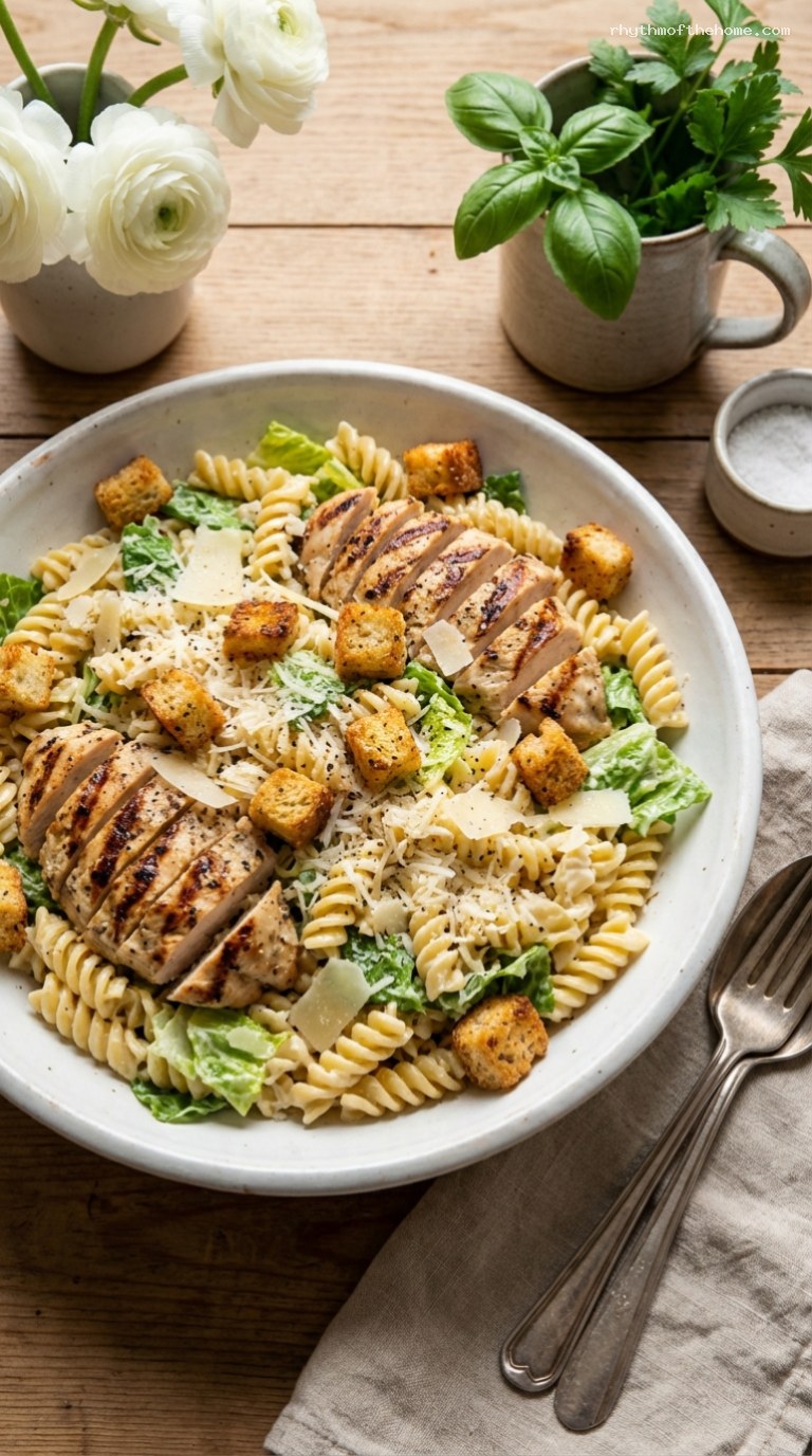 Hearty Chicken Caesar Pasta Salad