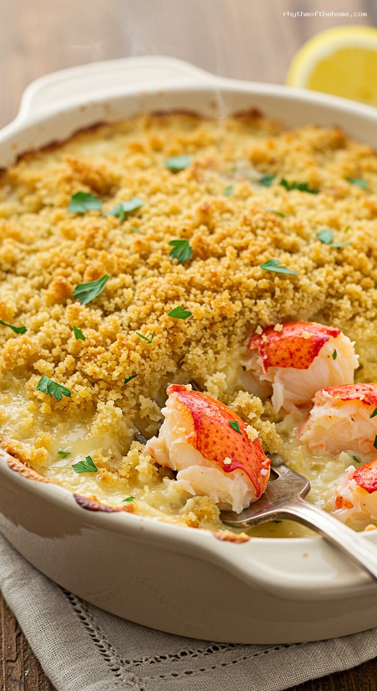 Maine Lobster Pie with Ritz Crumbs and Sherry – Closeup