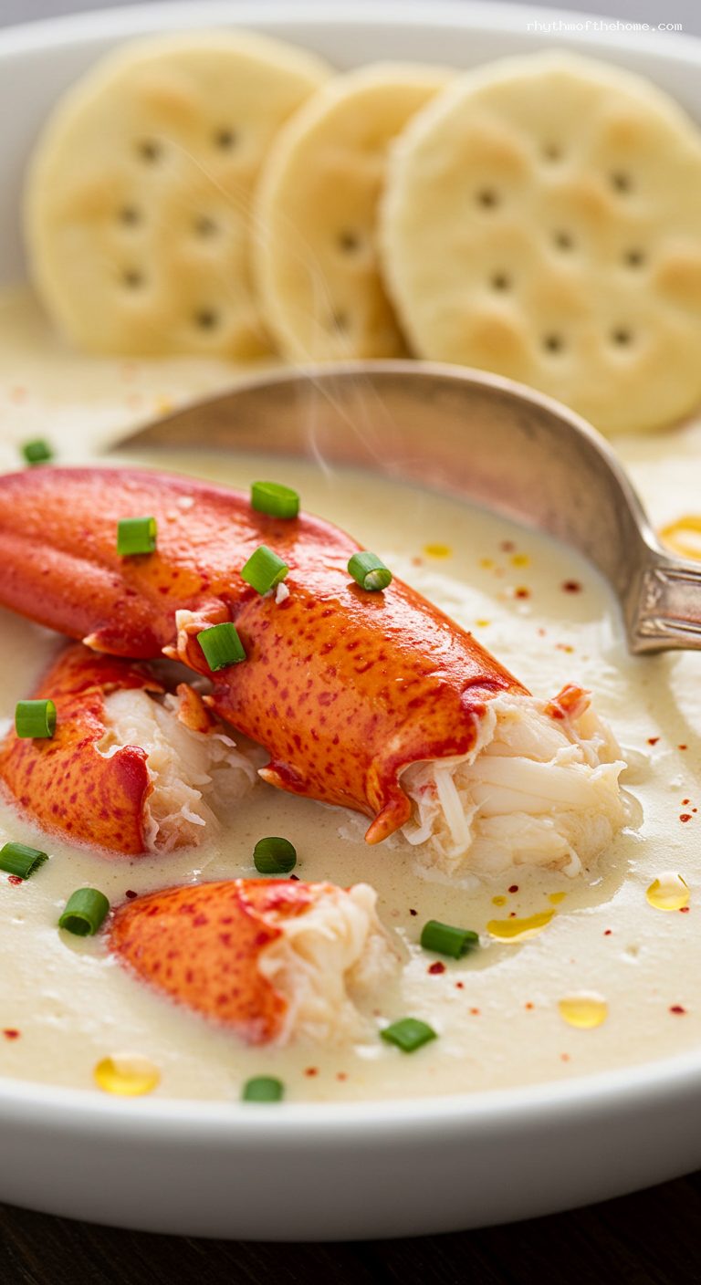 Maine Lobster Stew with Sherry and Cream – Closeup