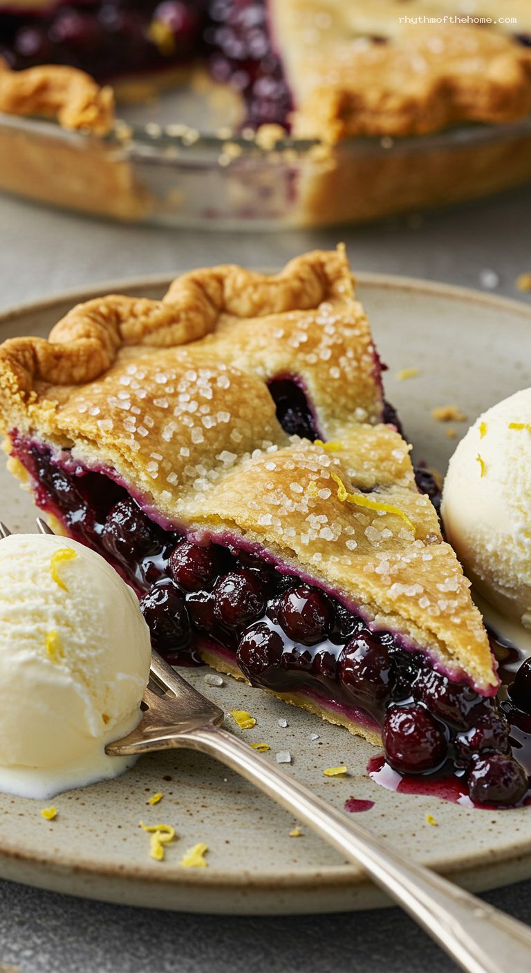 Maine Wild Blueberry Double-Crust Pie – Closeup