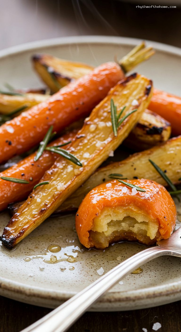 Maple-Roasted Root Vegetables with Rosemary – Closeup