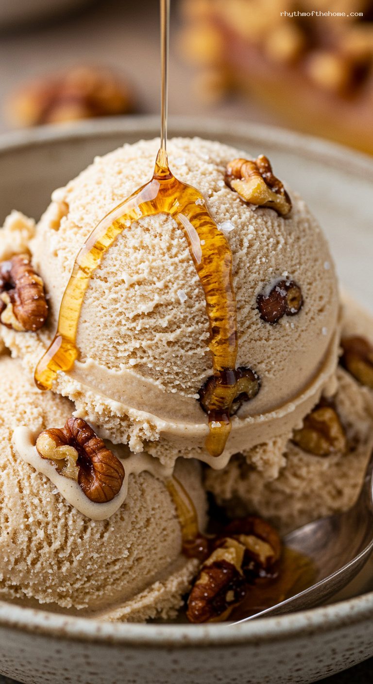 Maple Walnut Ice Cream with Sea Salt – Closeup
