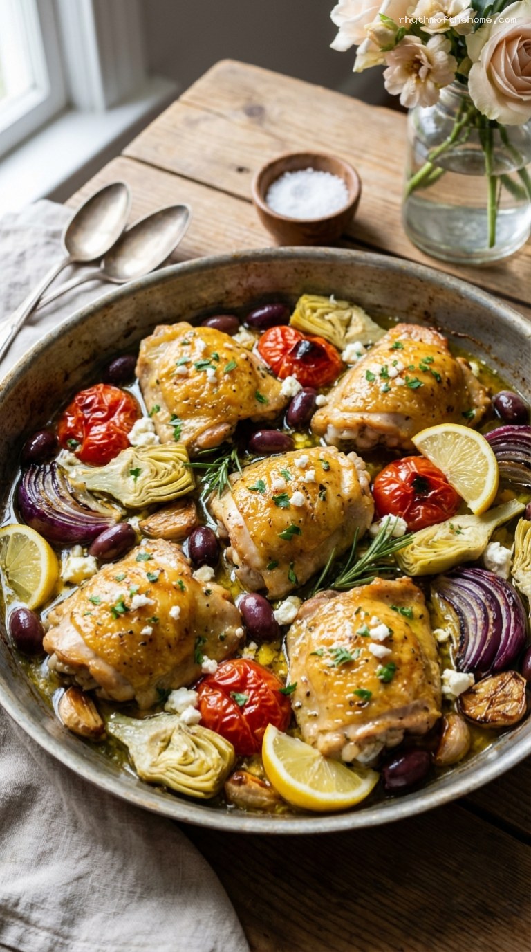 Mediterranean Chicken Tray Bake with Tomatoes and Olives