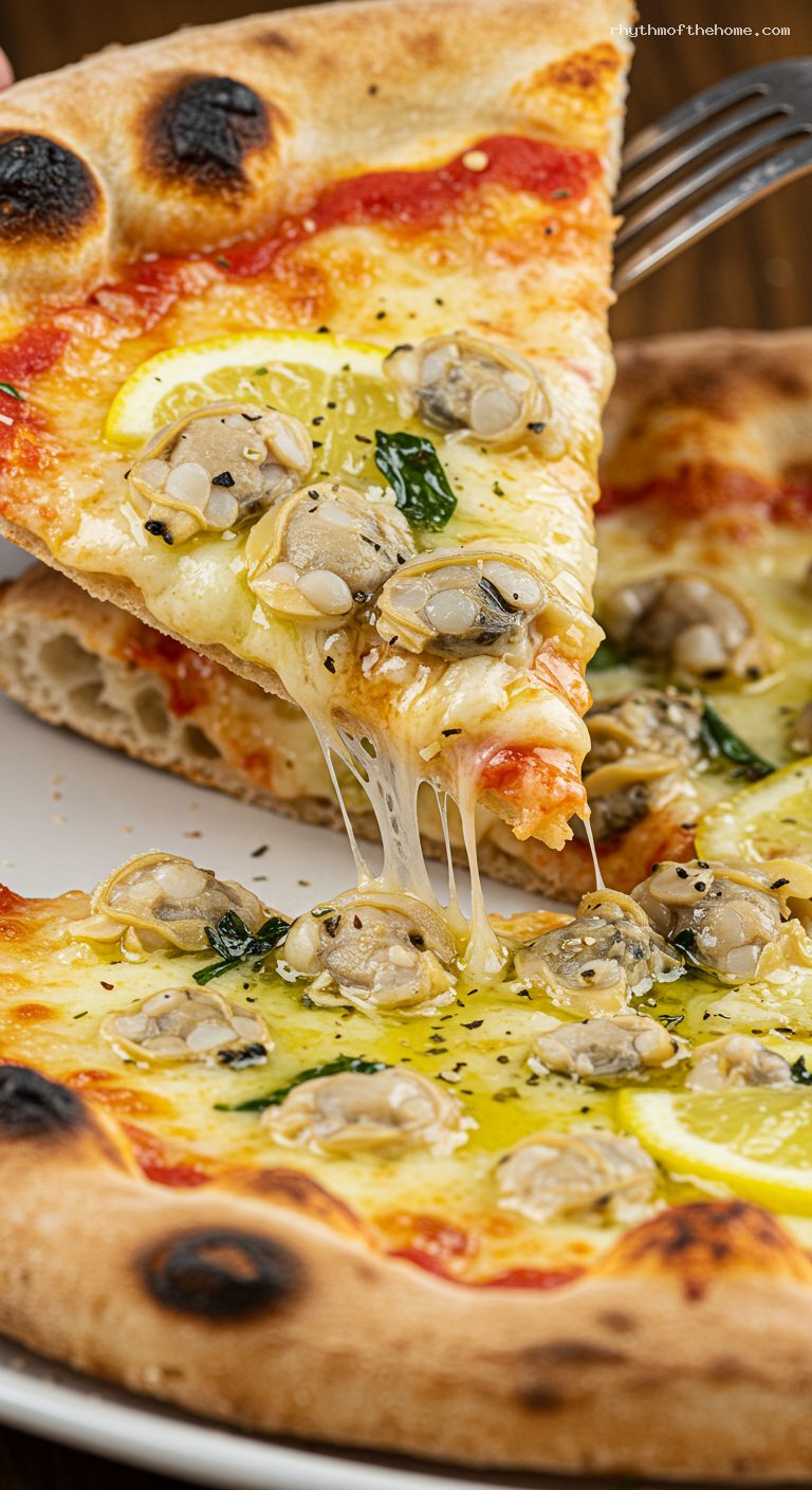 New Haven–Style White Clam Pizza – Closeup