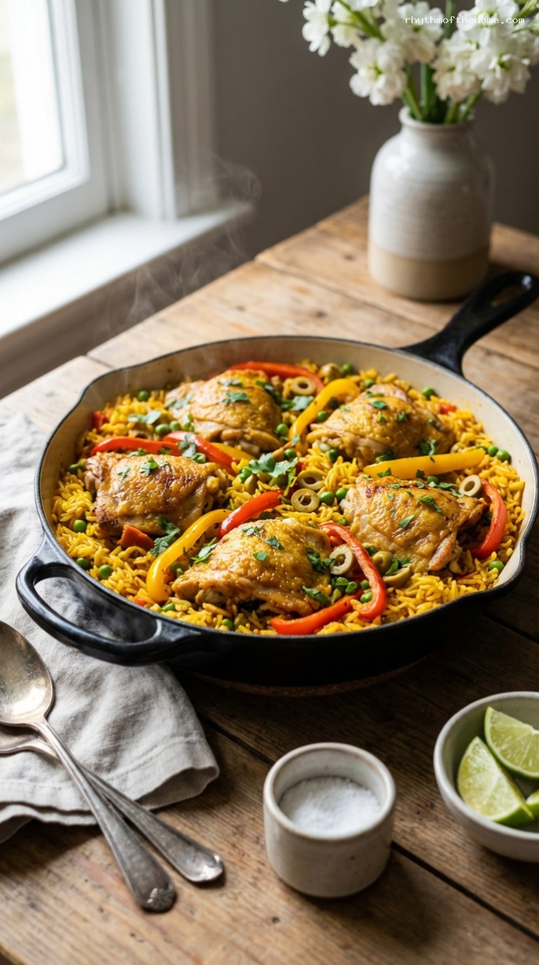 One-Pot Arroz con Pollo Skillet With Peppers and Olives