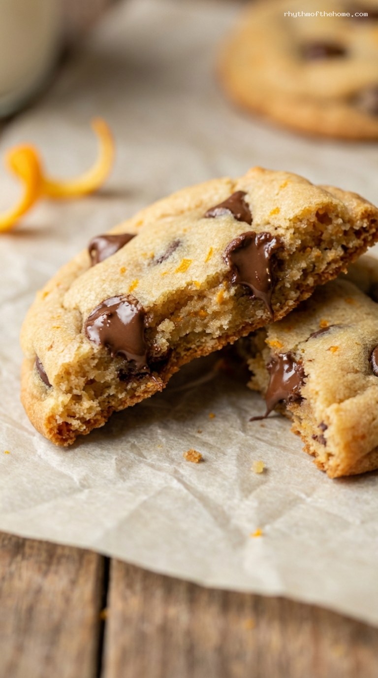 Orange Chocolate Chip Cookies With Fresh Citrus Zest – Closeup