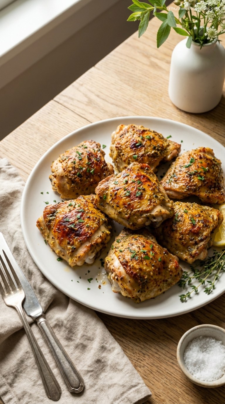 Oven-Roasted Dijon Herb Chicken Thighs