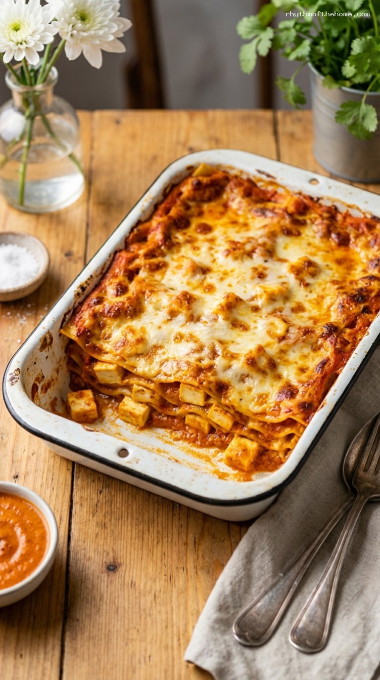 Paneer Butter Masala Lasagna With Creamy Tomato Sauce