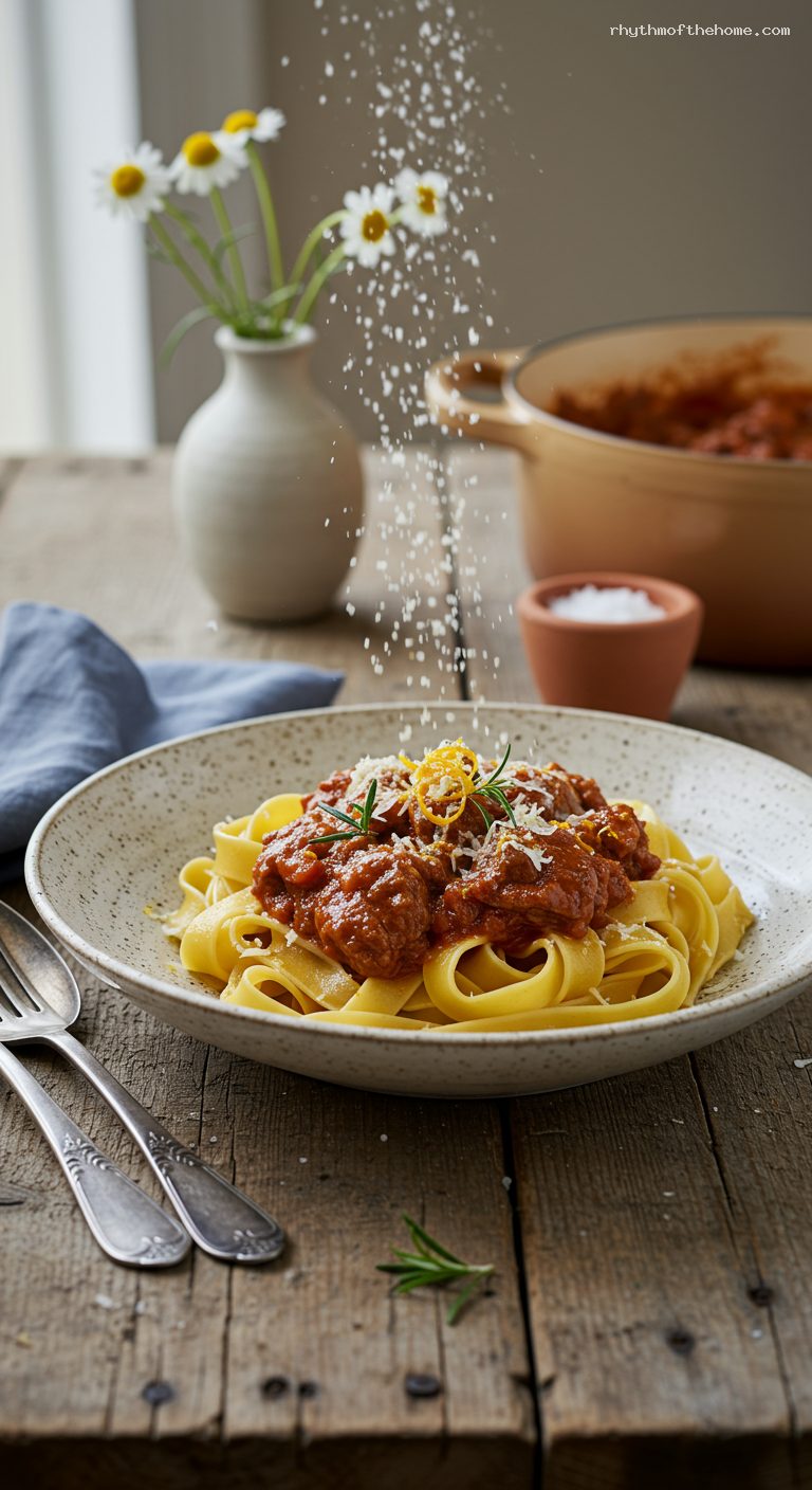 Pappardelle al Ragù d’Agnello with Rosemary and Orange