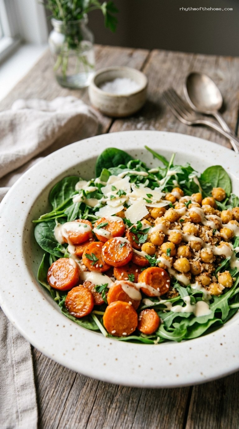 Parmesan-Roasted Carrot and Chickpea Bowls with Lemon Tahini