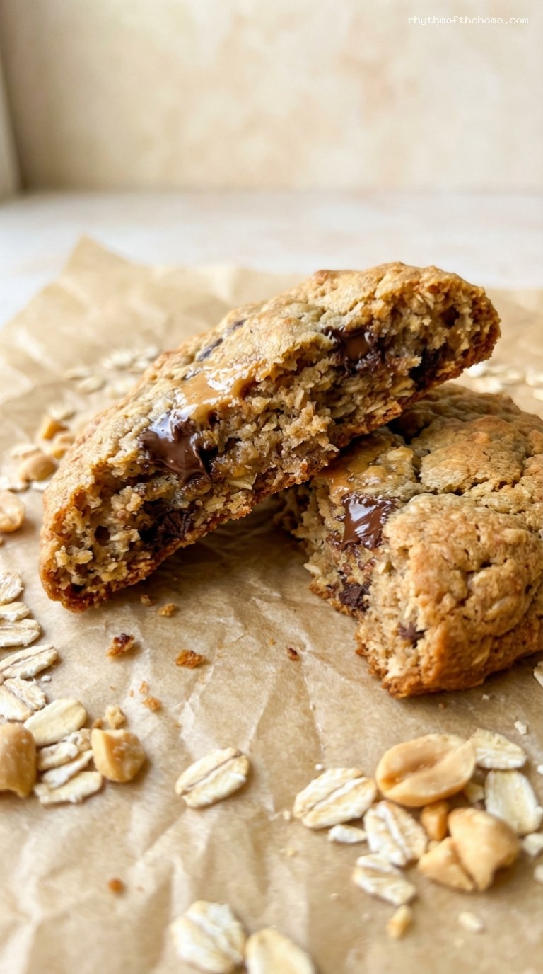 Peanut Butter Banana Oatmeal Cookies – Closeup