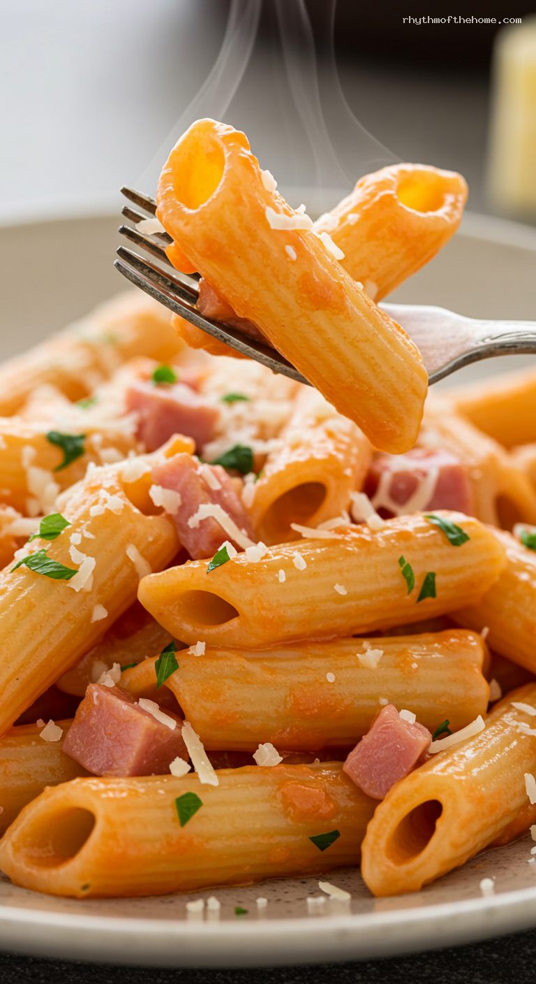 Penne al Baffo in Silky Tomato-Cream Sauce – Closeup