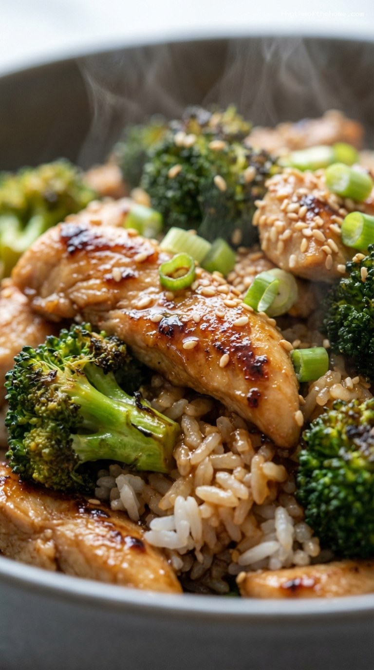 Quick Chicken and Broccoli Stir-Fry with Soy Garlic Ginger – Closeup
