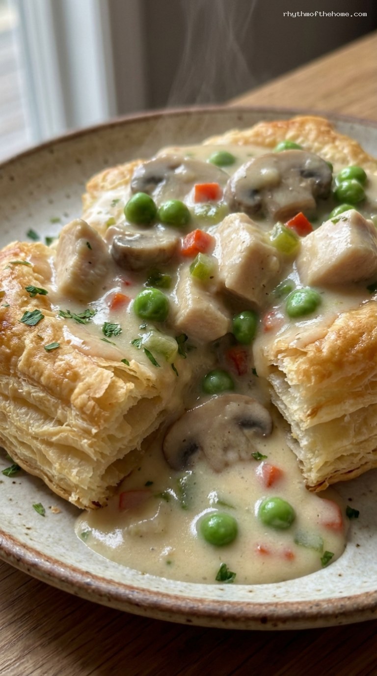 Retro Chicken à la King with Creamy Mushroom Sauce – Closeup