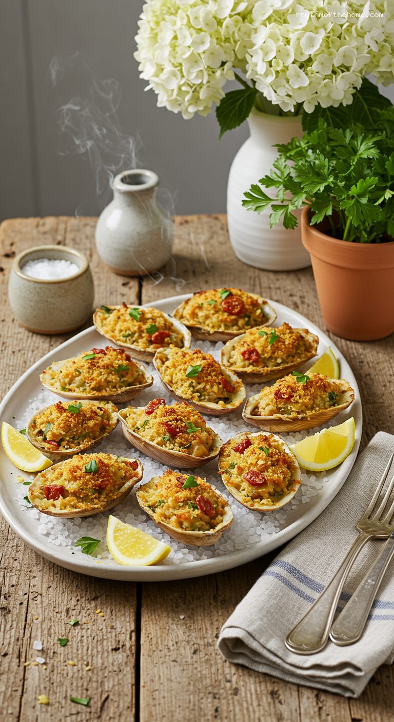 Rhode Island Stuffies with Chouriço and Lemon Breadcrumbs