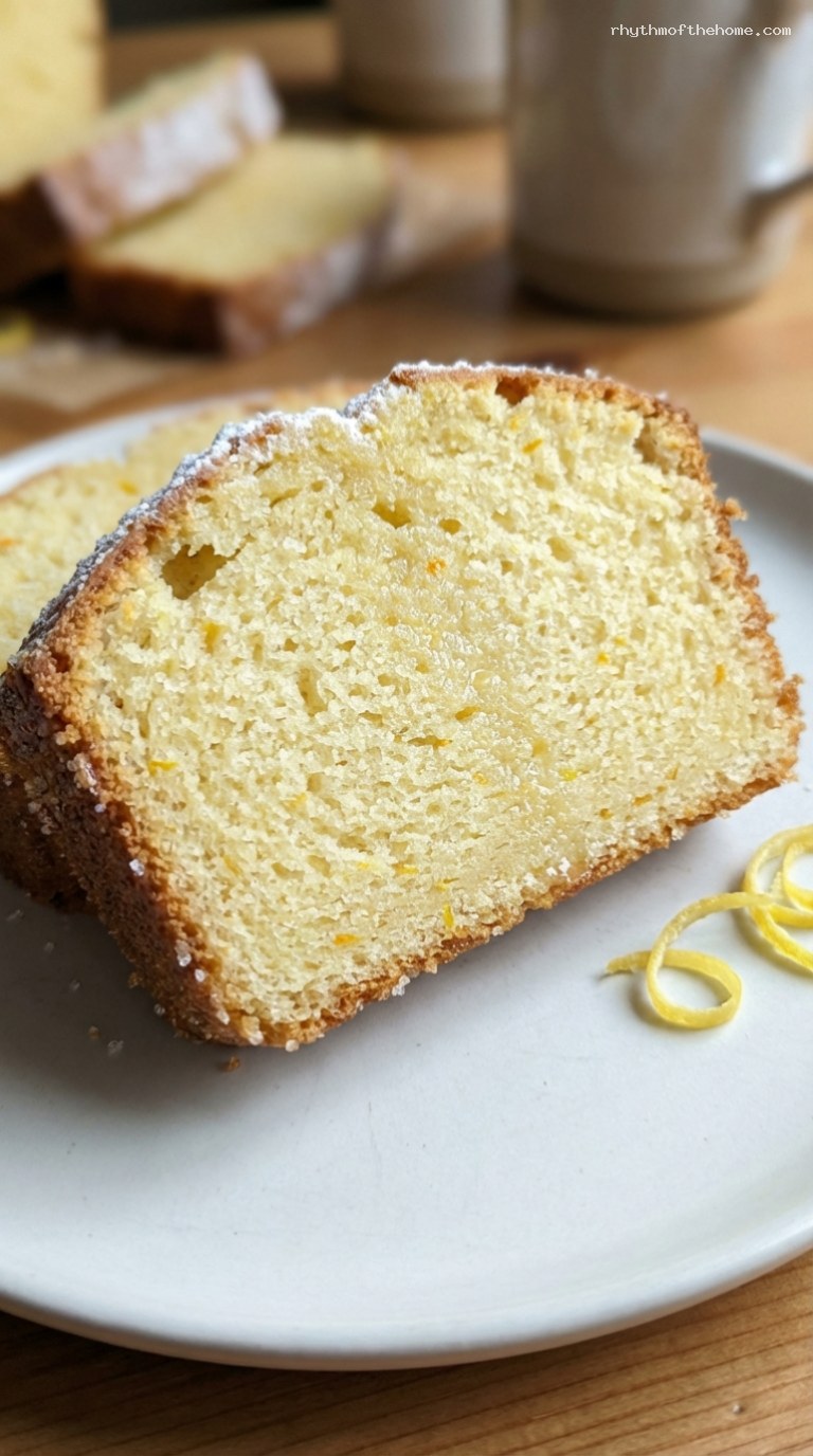 Rustic Ricotta Olive Oil Pound Cake With Citrus – Closeup