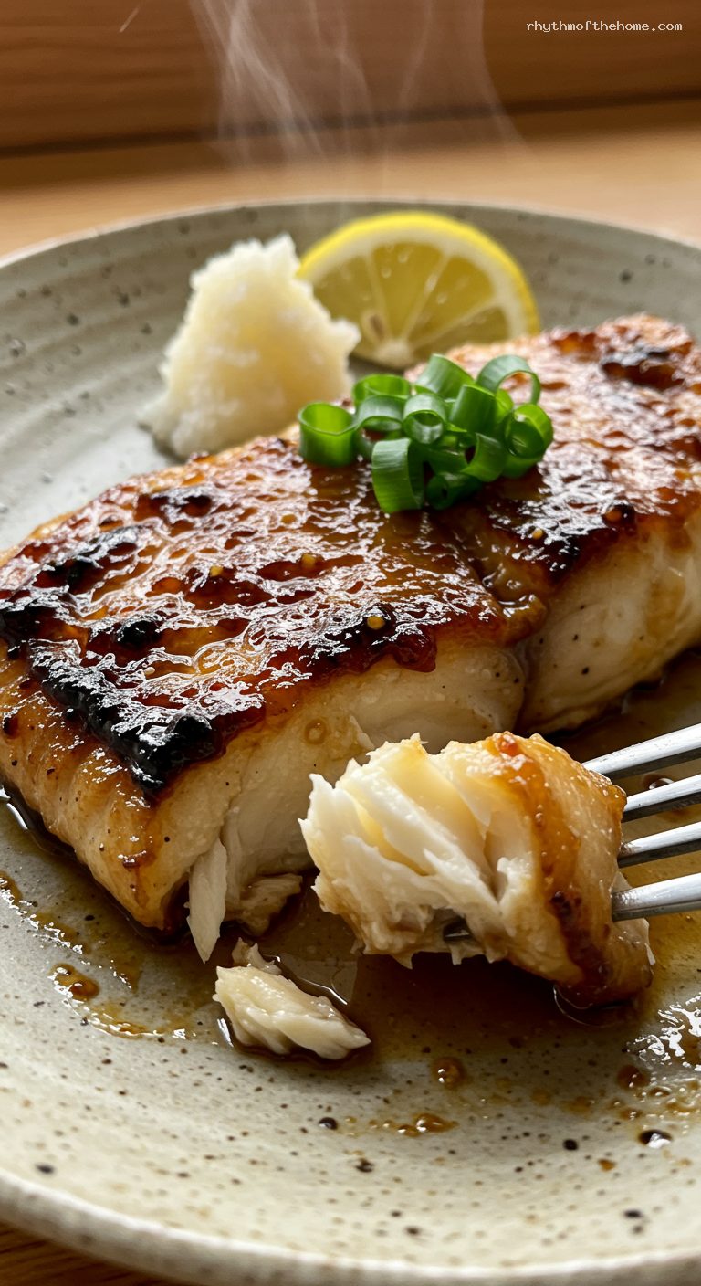 Saikyo-Yaki Black Cod with Miso and Mirin – Closeup