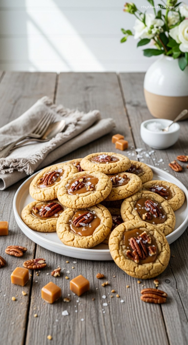 Salted Caramel Pecan Cookies with Flaky Sea Salt