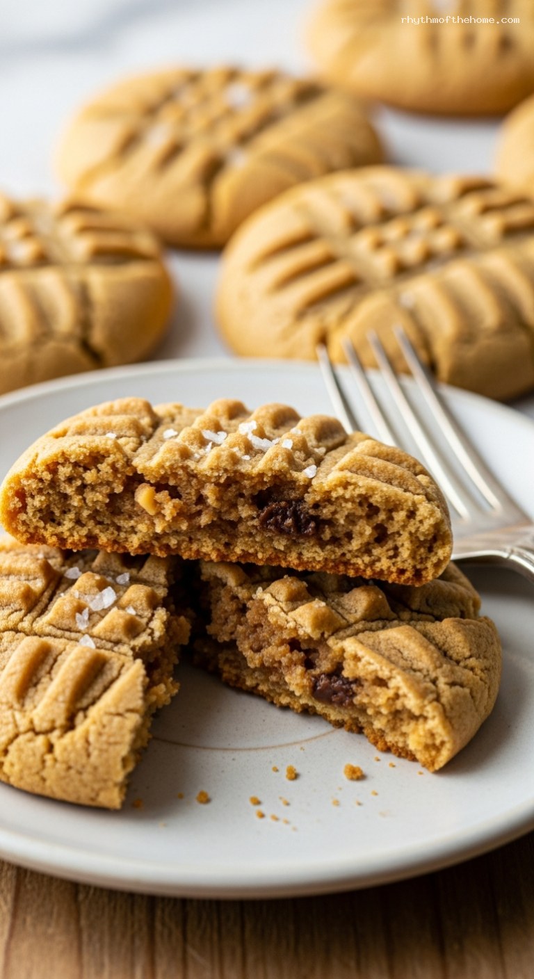 Salted Crisscross Peanut Butter Cookies – Closeup
