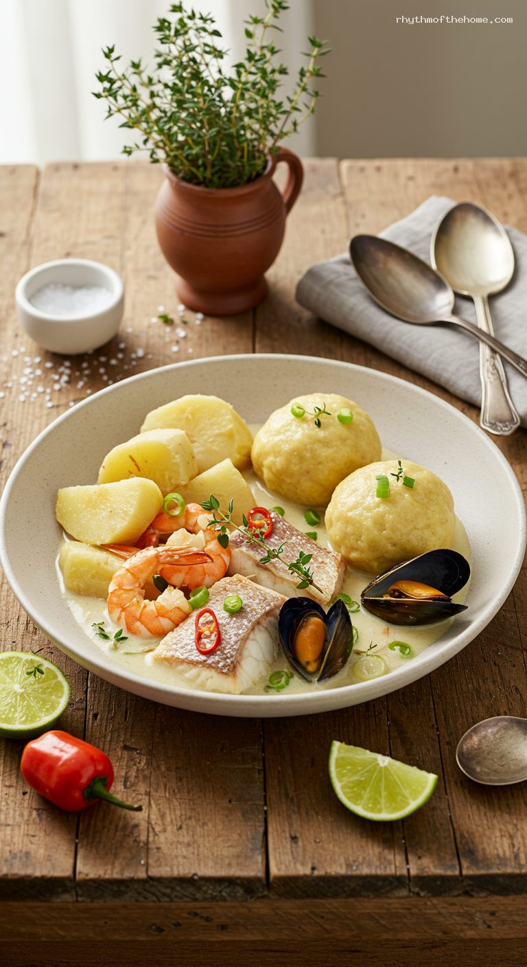 San Andrés Rondón: Coconut Seafood Stew with Domplines