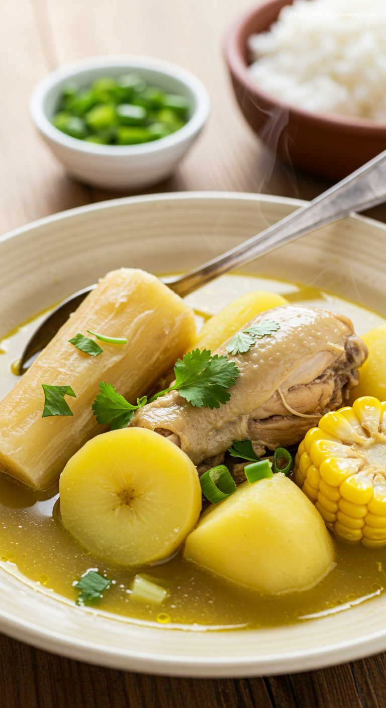 Sancocho de Pollo with Yuca and Plantain – Closeup