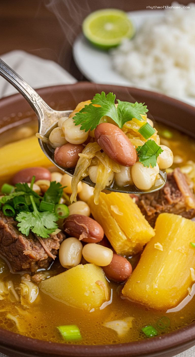 Santandereano Mute: Hearty Hominy and Bean Stew – Closeup